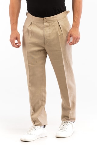 Pantalon carotte en lin - Beige - Incotex
