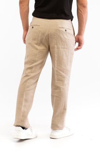 Pantalon carotte en lin - Beige - Incotex