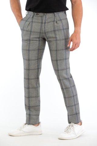 Pantalon slim en laine vierge - Gris chiné - Incotex
