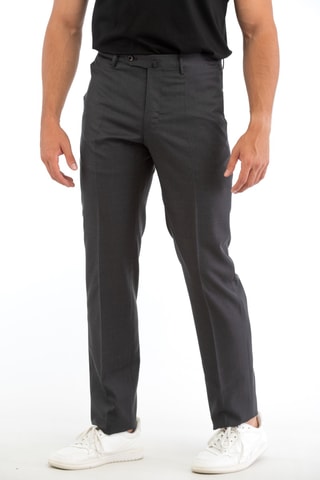 Pantalon droit en laine vierge - Gris foncé - Incotex