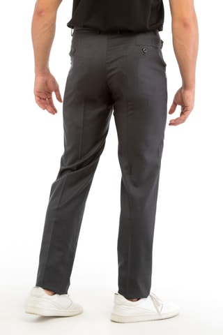 Pantalon droit en laine vierge - Gris foncé - Incotex