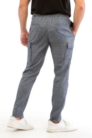 Pantalon carotte - Bleu chiné - Incotex