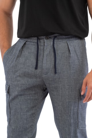 Pantalon carotte - Bleu chiné - Incotex