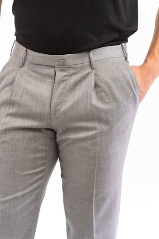 Pantalon en laine vierge - Gris clair - Incotex