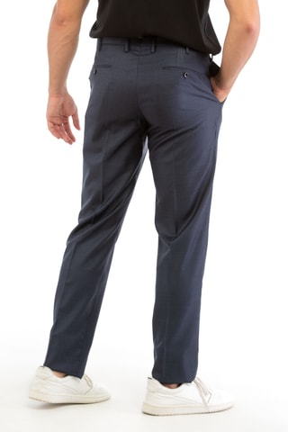 Pantalon droit en laine vierge - Bleu marine - Incotex