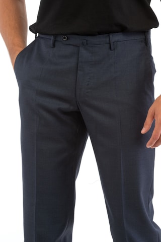 Pantalon droit en laine vierge - Bleu marine - Incotex