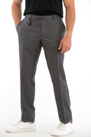 Pantalon slim en laine - Gris chiné - Incostex