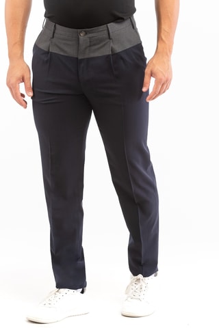 Pantalon en laine vierge - Bleu marine - Incotex