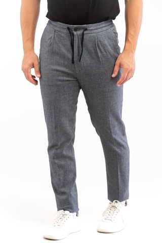 Pantalon carotte - Bleu chiné - Incotex