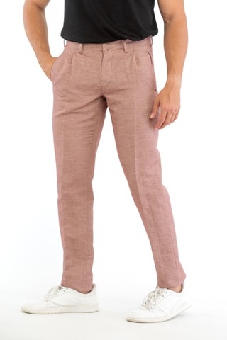 Pantalon slim en lin - Rouge brique - Incotex