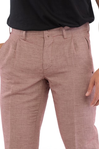 Pantalon slim en lin - Rouge brique - Incotex