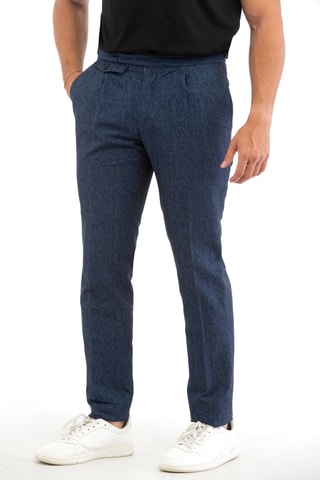 Pantalon slim en lin - Bleu marine - Incotex