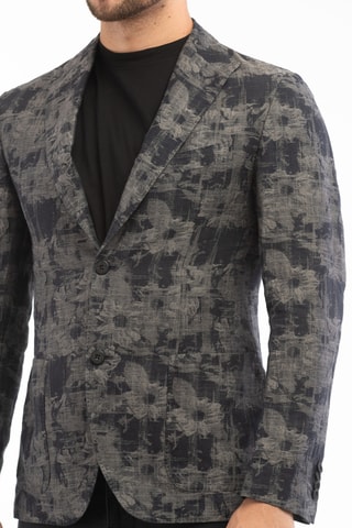 Veste de costume slim en lin - Bleu foncé - Montedoro