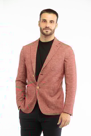 Veste slim en laine vierge - Rouge - Montedoro