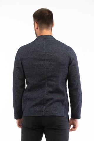 Veste slim en laine et lin - Bleu foncé - Montedoro