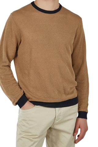 Pull slim en lin - Marron clair - Zanone