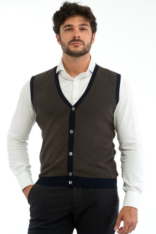Gilet slim sans manches - Bleu marine - Zanone