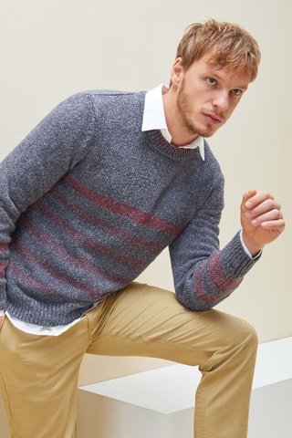 Pull slim en soie et lin - Gris - Zanone