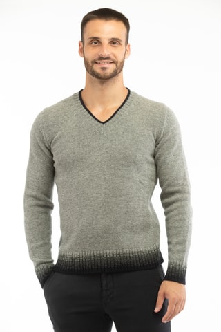Pull regular en laine vierge - Gris chiné - Zanone