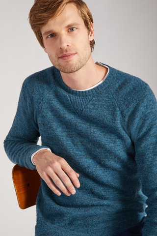 Pull regular en laine vierge - Bleu canard chiné - Zanone