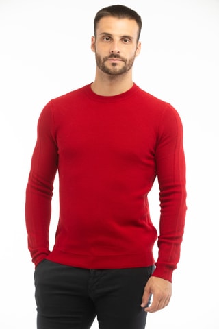 Pull regular en laine vierge - Rouge - Zanone