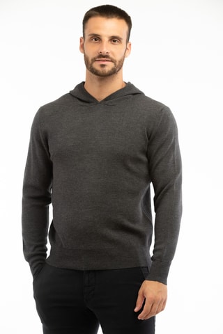 Pull regular en laine vierge - Gris foncé - Zanone