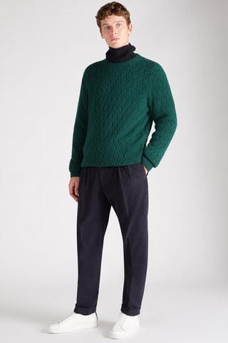 Pull slim en laine vierge et alpaga - Vert foncé  - Zanone