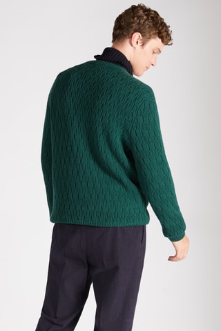 Pull slim en laine vierge et alpaga - Vert foncé  - Zanone
