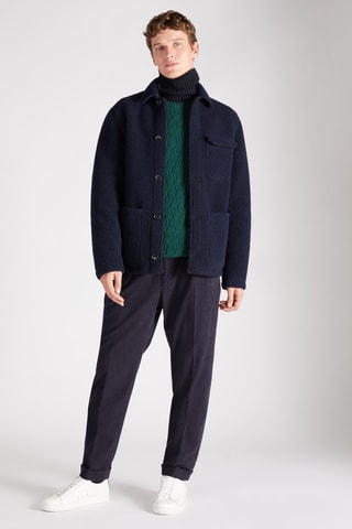 Pull slim en laine vierge et alpaga - Vert foncé  - Zanone