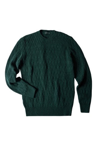 Pull slim en laine vierge et alpaga - Vert foncé  - Zanone