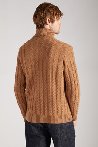 Pull slim en laine vierge et alpaga - Camel - Zanone