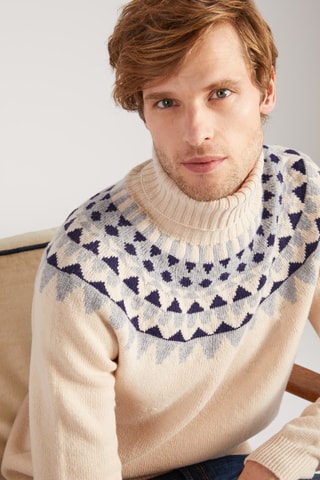 Sous-pull slim en laine vierge - Beige - Zanone