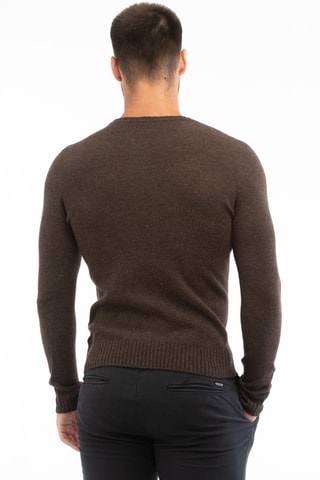 Pull slim en laine vierge - Marron - Zanone