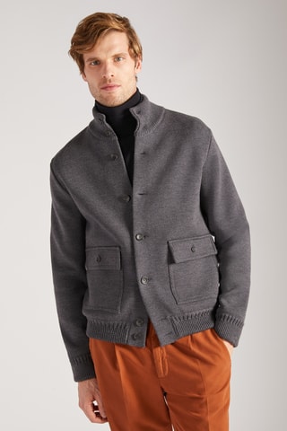 Gilet slim en laine vierge - Gris foncé - Zanone