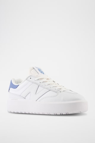 Baskets plateformes en cuir 302 - Blanc et bleu