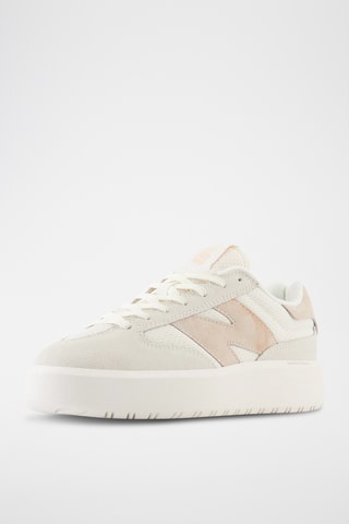 Baskets plateformes en nubuck 302 - Blanc et rose