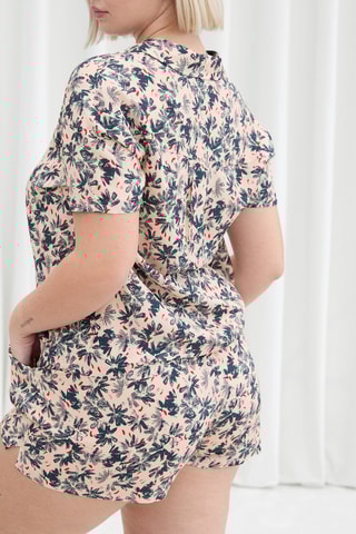 Camisa de pijama Oki - Azul-marinho e salmão