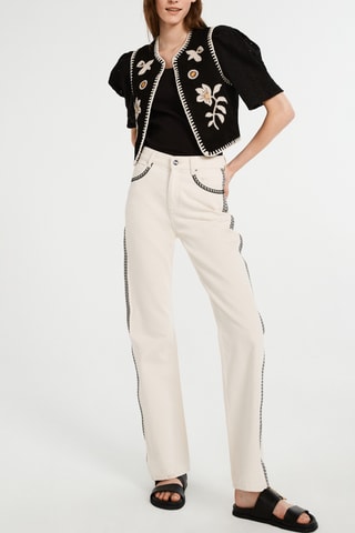 Jeans Wide Legs Ivoorkleurig