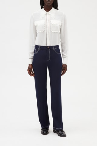 Zijden Flare Jeans Donkerblauw