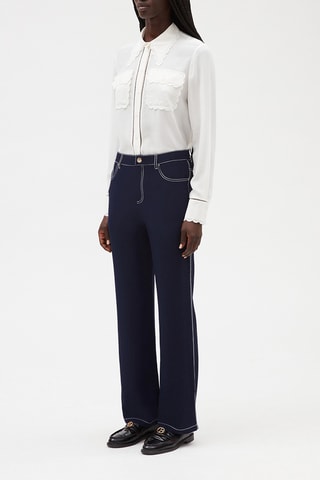 Zijden Flare Jeans Donkerblauw