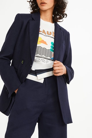 Linnen Blazer Marineblauw