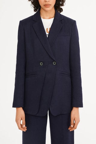 Linnen Blazer Marineblauw
