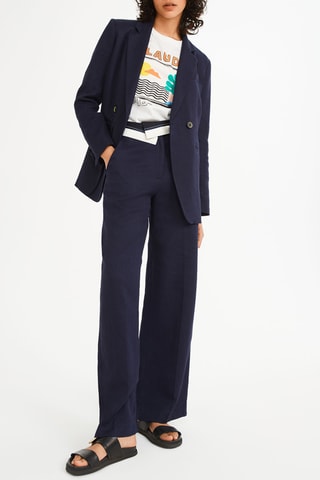 Linnen Blazer Marineblauw