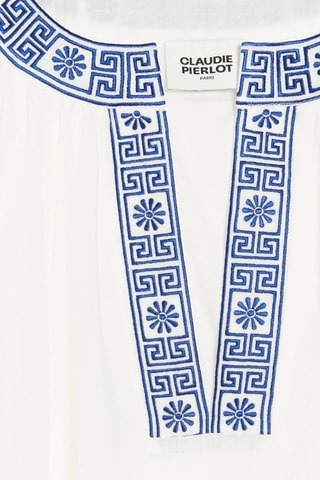 Ramie Halflange Tuniekjurk Wit en Blauw