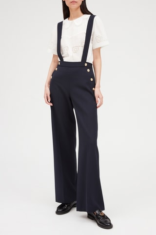Wollen Broek Hoge Taille - Marineblauw