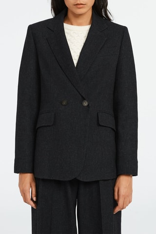 Wollen Blazer Gemêleerd Nachtblauw