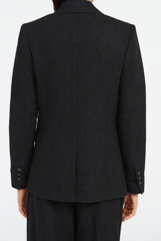 Wollen Blazer Gemêleerd Nachtblauw