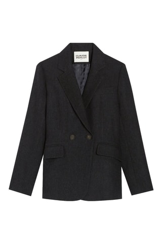 Wollen Blazer Gemêleerd Nachtblauw