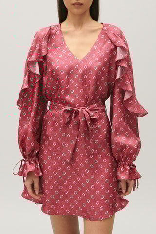 Jurk met Ruches - Terracotta