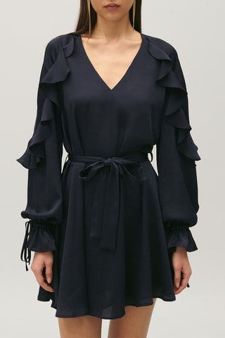 Jurk met Ruches - Marineblauw